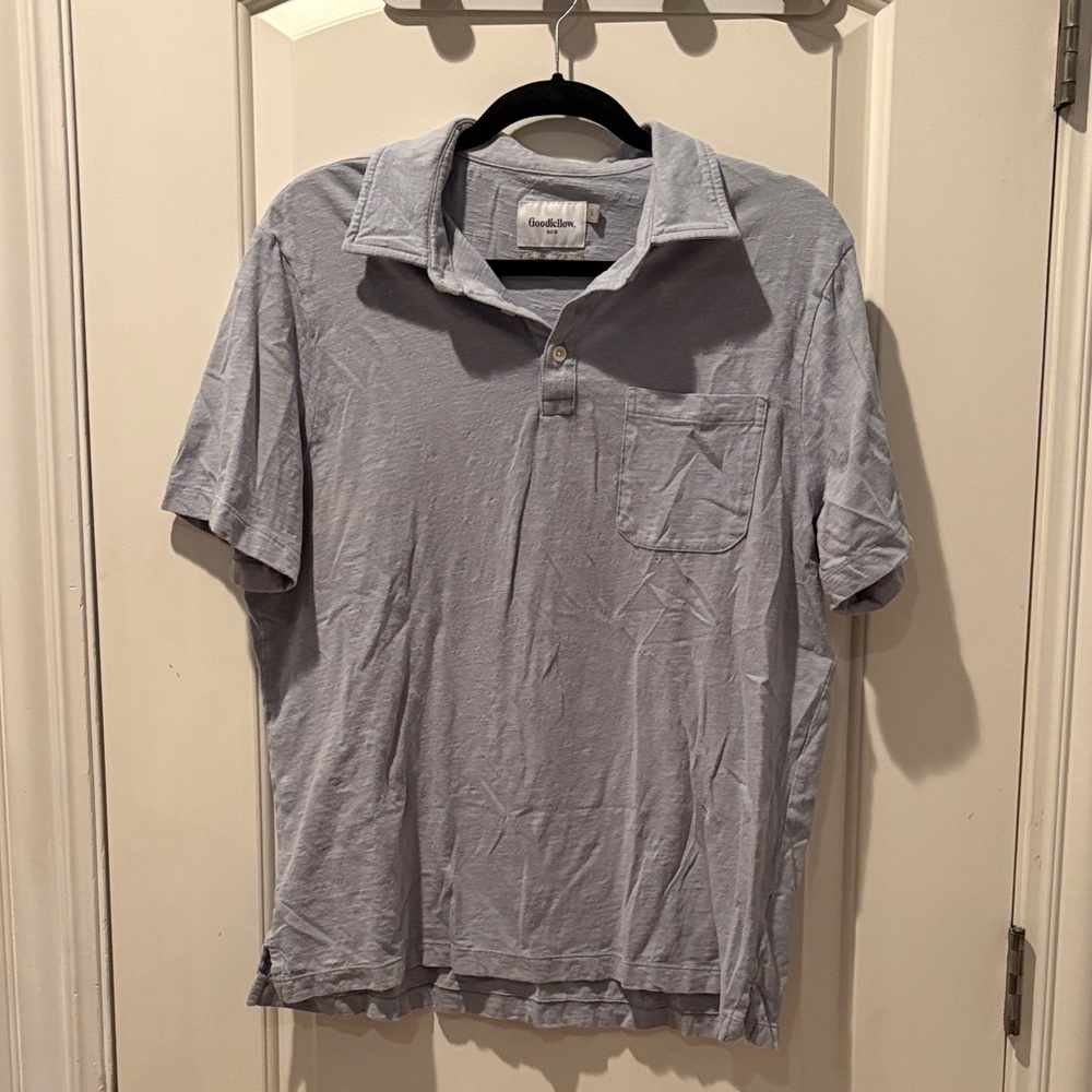 Goodfellow & Co Pale Blue Short-Sleeve Polo with Chest Pocket